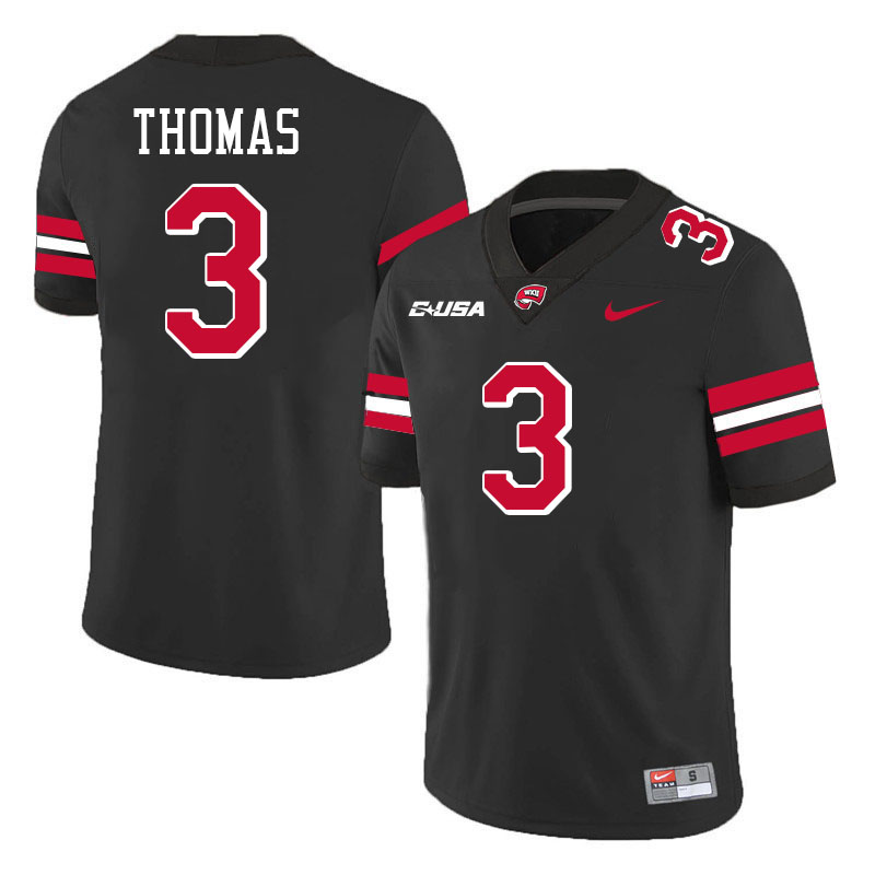 Darius Thomas WKU Jersey,Western Kentucky Hilltoppers #3 Darius Thomas Jersey Youth-Black